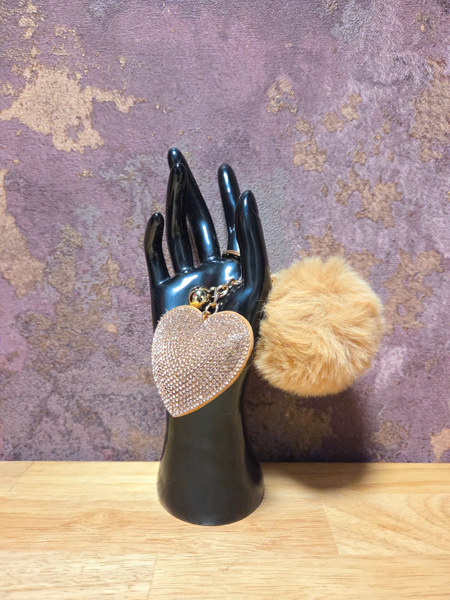 Fluffy Hart Sleutelhanger Goud