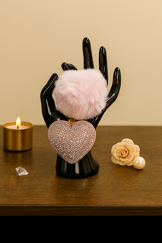 Fluffy Hart Sleutelhanger Roze