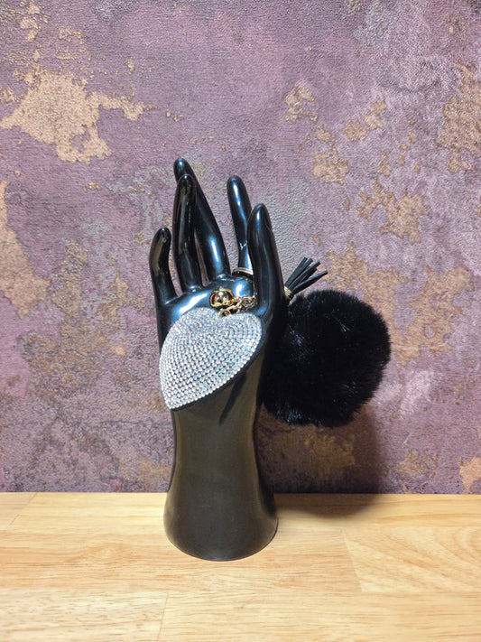 Fluffy Hart Sleutelhanger Zwart