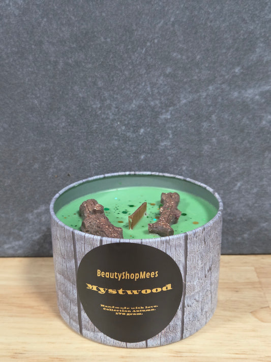 Mystwood Gray Candle – Saffraan, Balsem & Forest Oudh