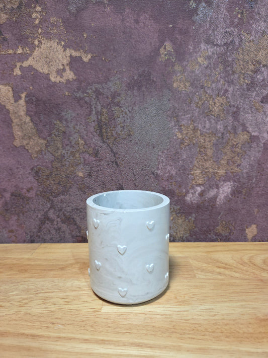 Kaarsenhouder Bruin Grijs met Hartjes – Minimalistisch & Romantisch