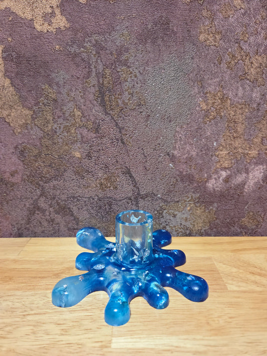 Splash Kaarsenhouder Blauw Zilver